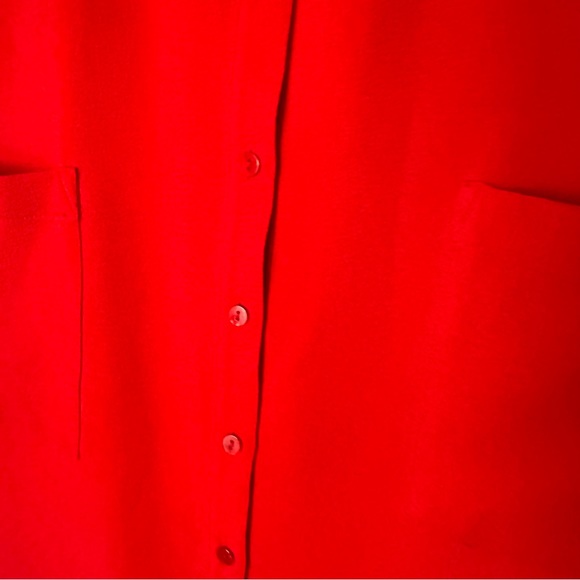 Racheal Parcell Red Short Sleeve Button Front Collared Everyday Shirt Dress S - Picture 8 of 16